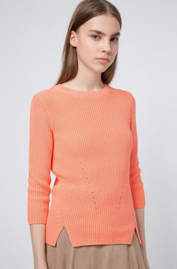 Sweter HUGO Cotton Crew Neck Głęboka Pomarańczowe Damskie (Pl03960)